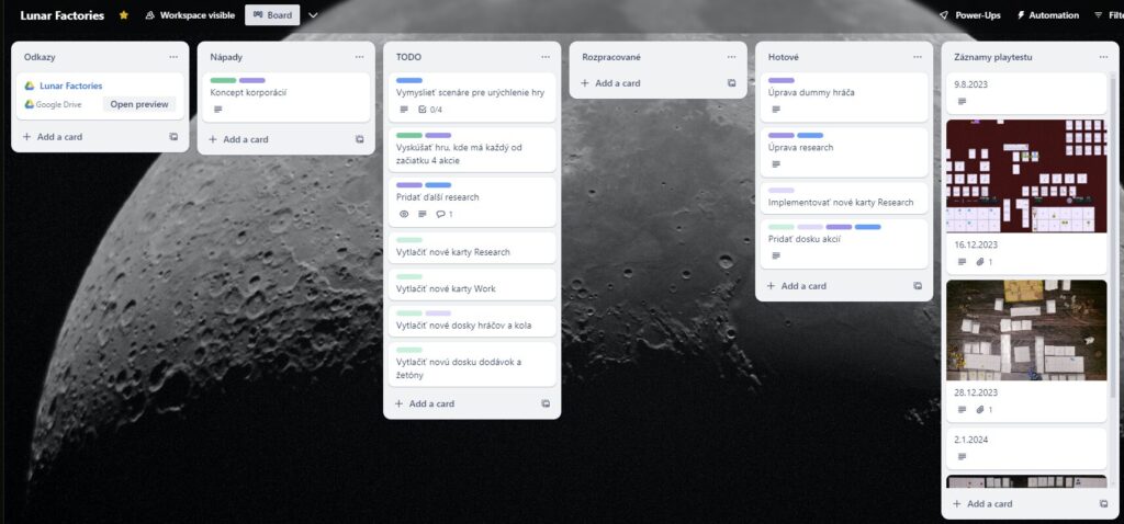 Kanban pre hru Lunárne Továrne